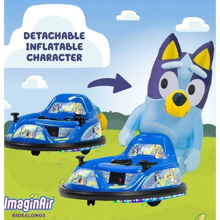 Bluey 6V ImaginAir Ride-On Bumper Car with Inflatable Character NEW