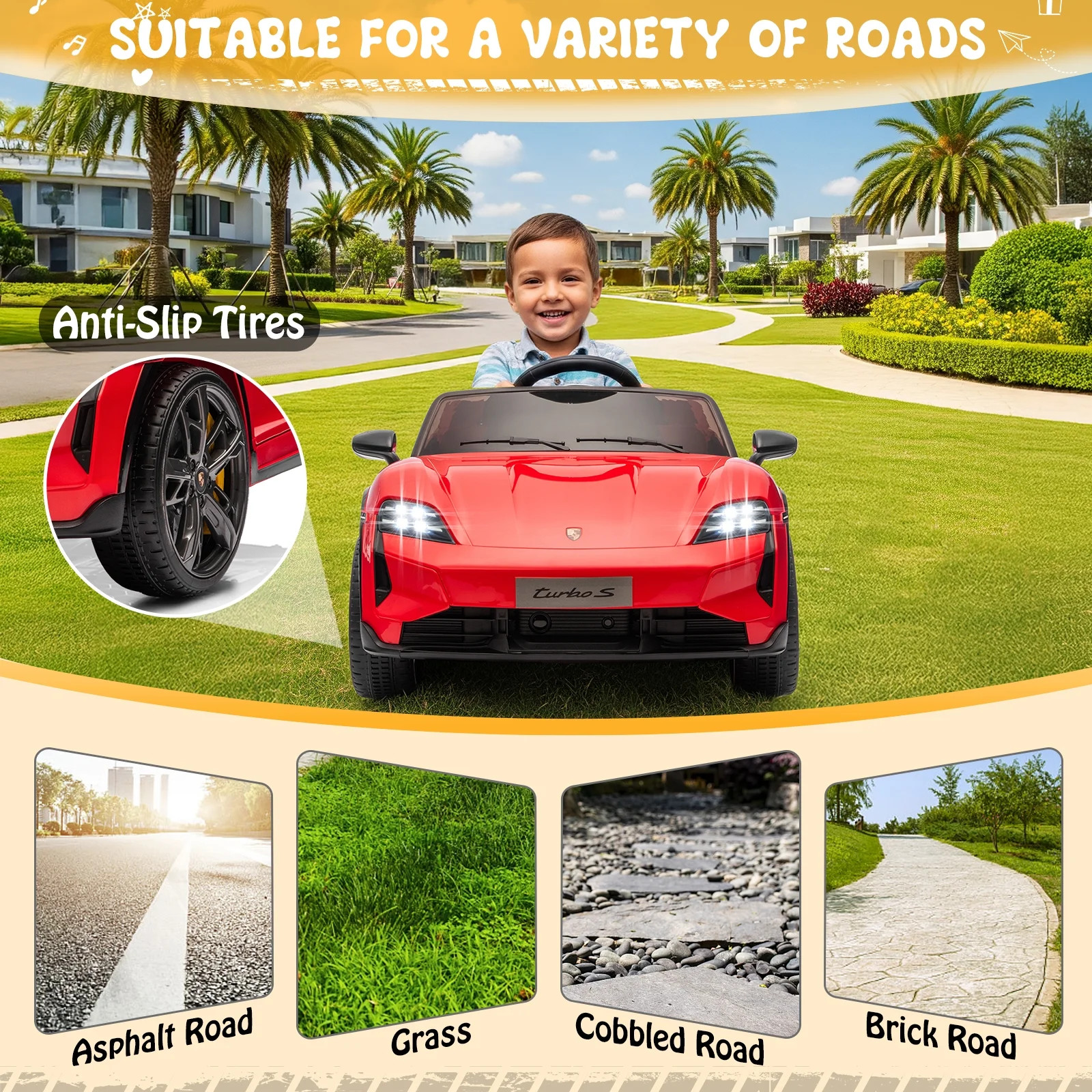 Kids Ride On Car Porsche Taycan 12V Electric Battery Powered Choose Your Color