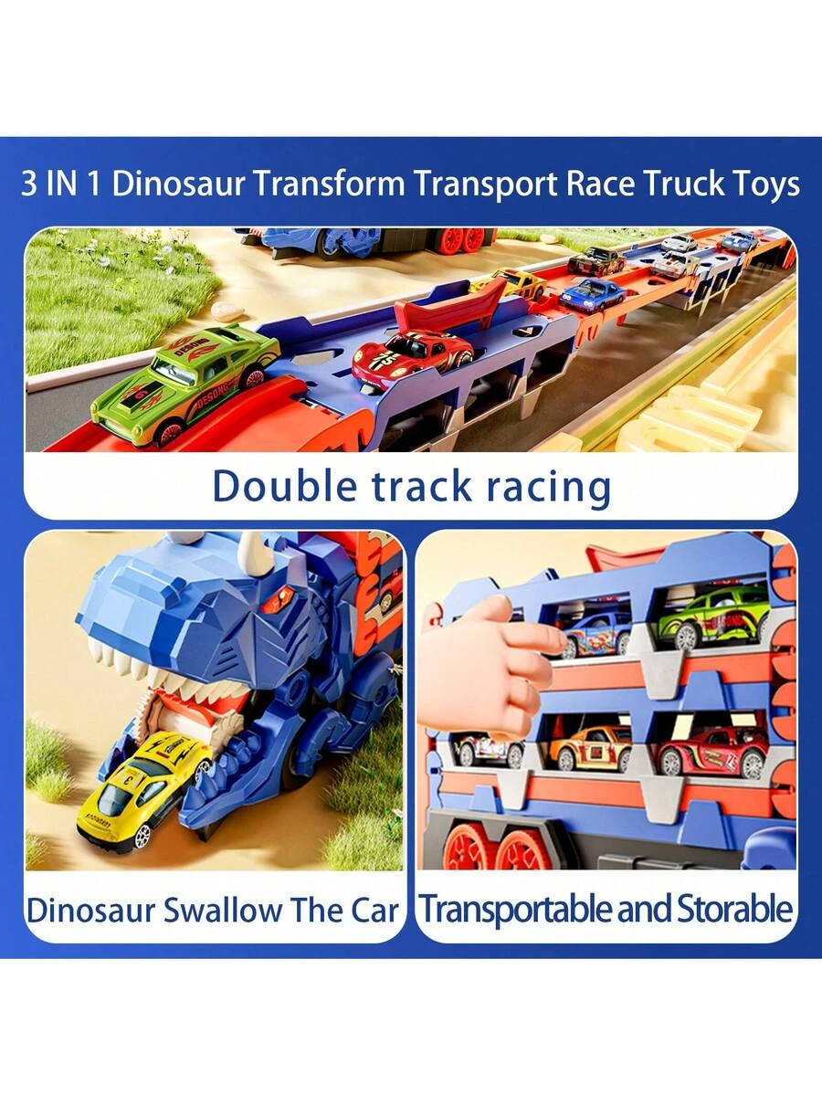 Toddler Car Truck Toys For 3 4 5 6 Year Old Boys Dinosaur Track Set
