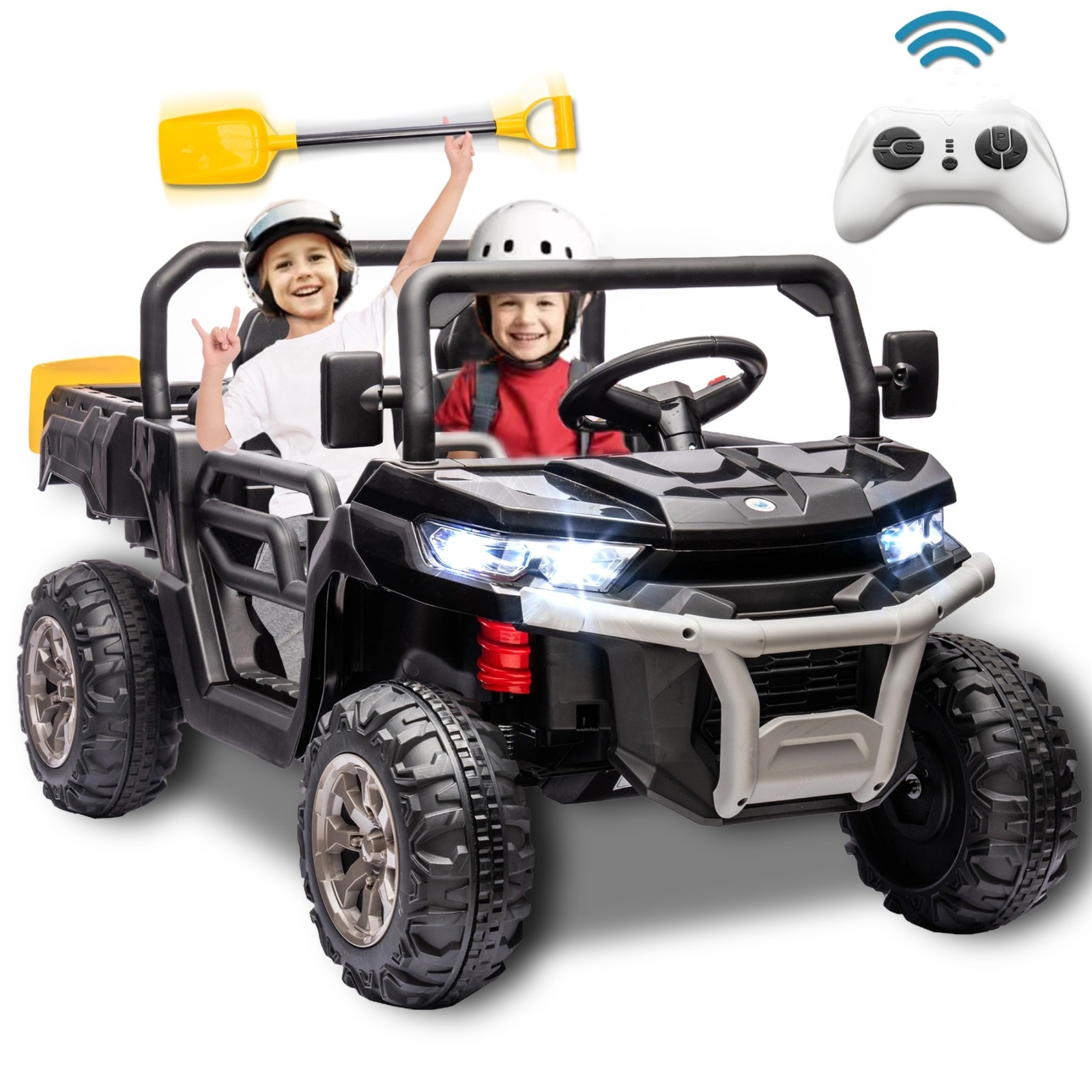 24V Ride on Truck for Big Kids,2 Seater Electric UTV Toy w/Dump Bed,Remote,Black