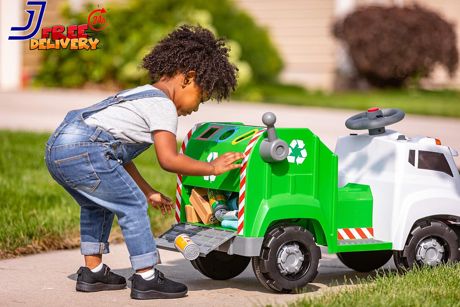 Toddler Recycling Truck 6V Battery Powered Vehicle w/ Sound Effects Ages 1.5+