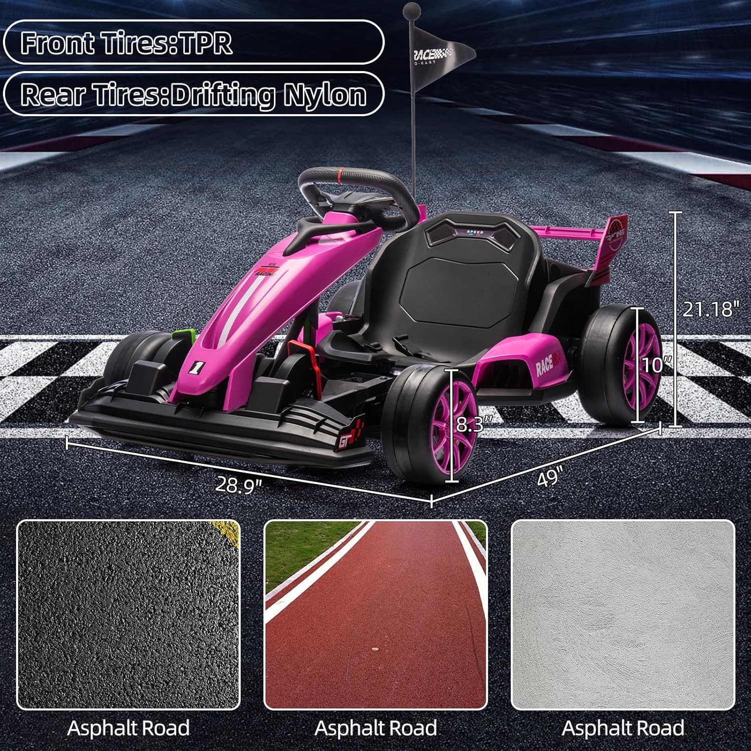 24V Go Kart Outdoor Ride On Toy w/Variable Speed Mode,Electric Drift for Kids 6+