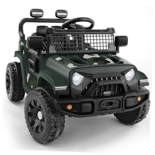 Bluetooth Ride-On Car for Toddlers – 12V Kids Battery – Olive Green