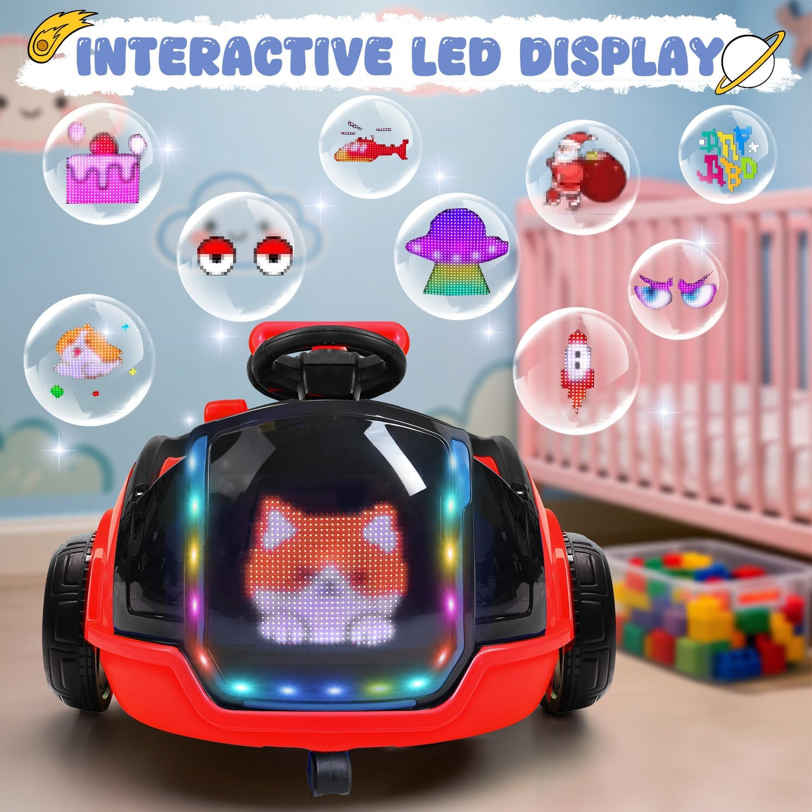 ANPABO 3-in-1 Electric Push Ride On Car, 12V Kids Ride On Toy w/Remote Contro…