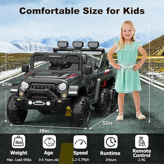 24V 6-Wheel Kids Ride On Car with Remote, Power Wheels Electric Vehicle 99 lbs