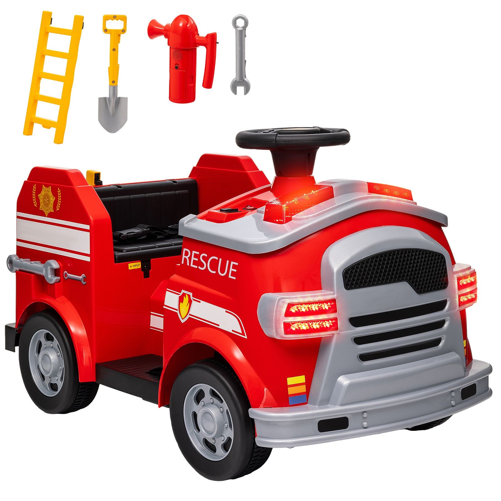12V Battery Powered Qaba Kids Power Wheels Car with Flashing Lights & Siren