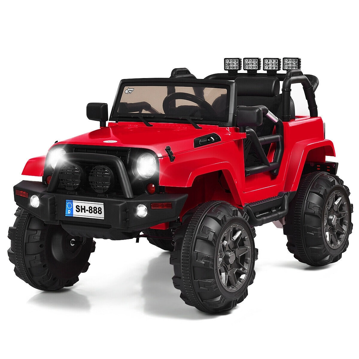 12V Kids Ride-On Truck Car w/ Remote Control & LED Lights – Red