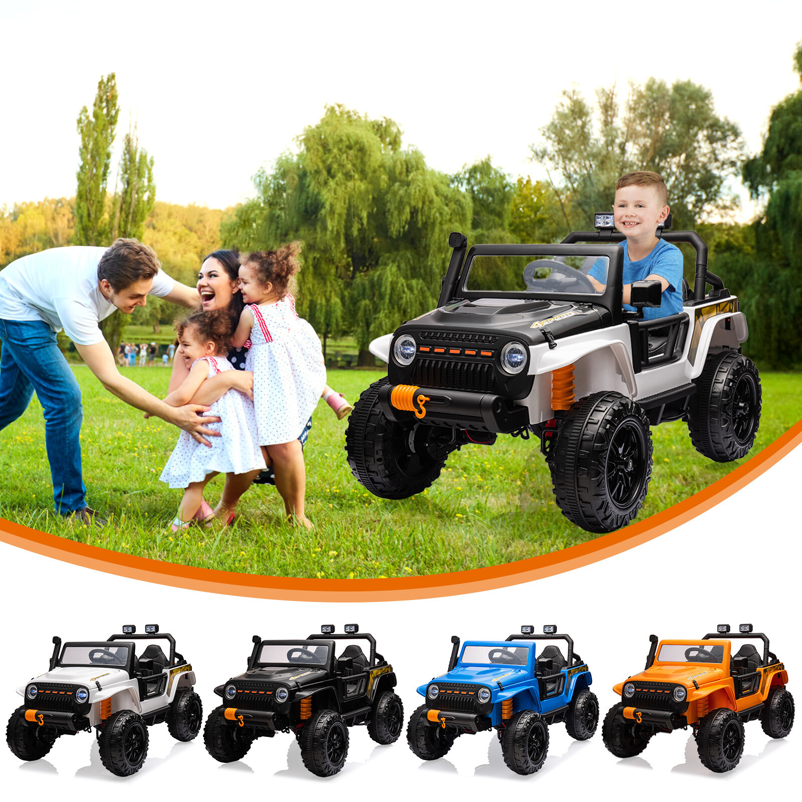 24V Kids Ride On Car,2 Seaters Electric Vehicle Truck with Remote & Bluetoothes