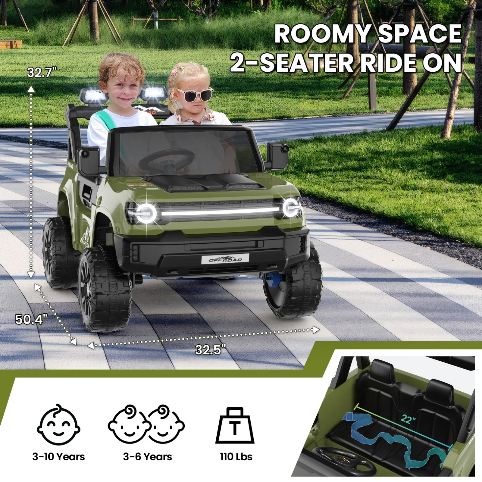 24V Kids Ride on Toy Electric Power Wheels Car 4mph with Parental Remote, Music