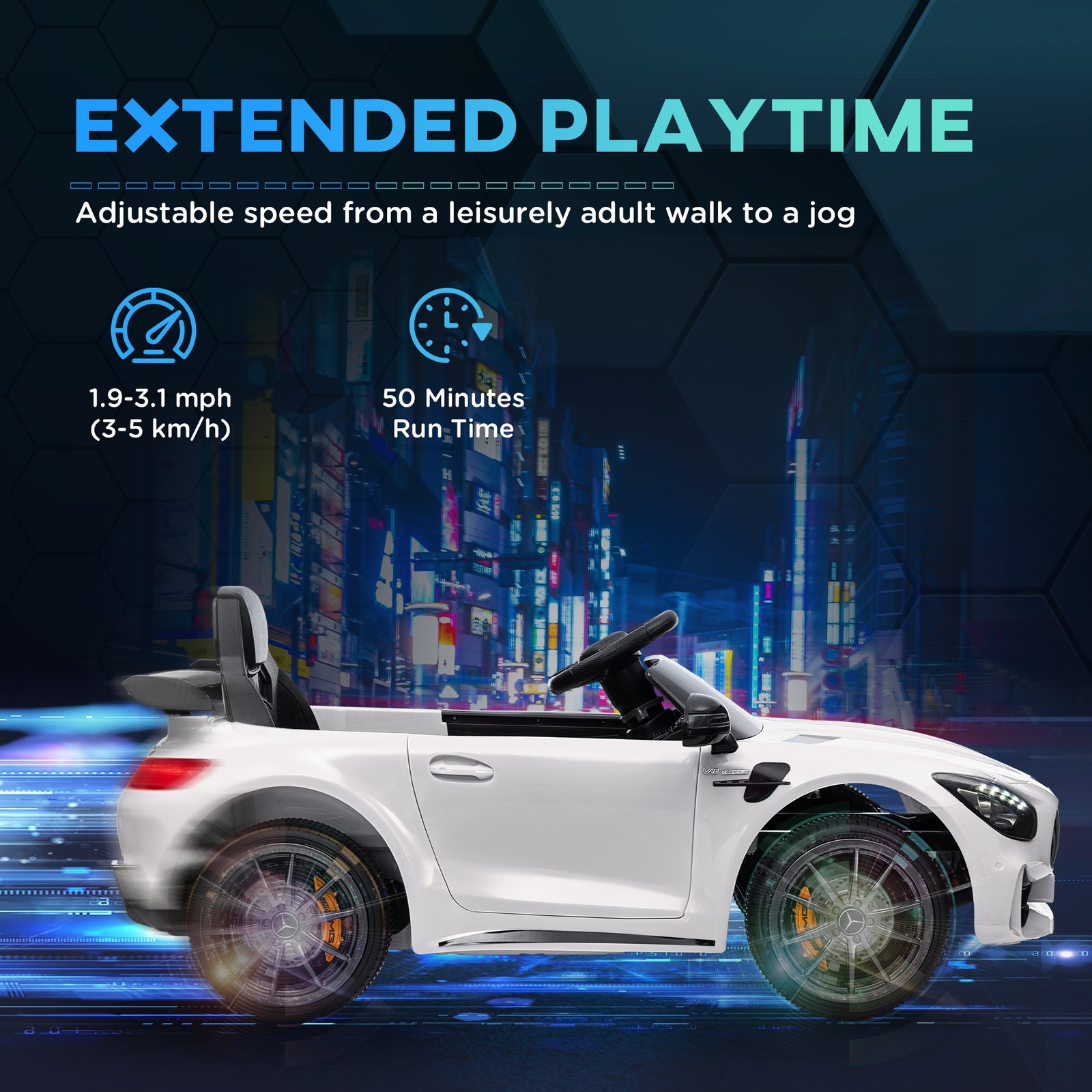 Mercedes-Benz AMG GTR Licensed 12V Kids Ride on Car w/ Remote, White
