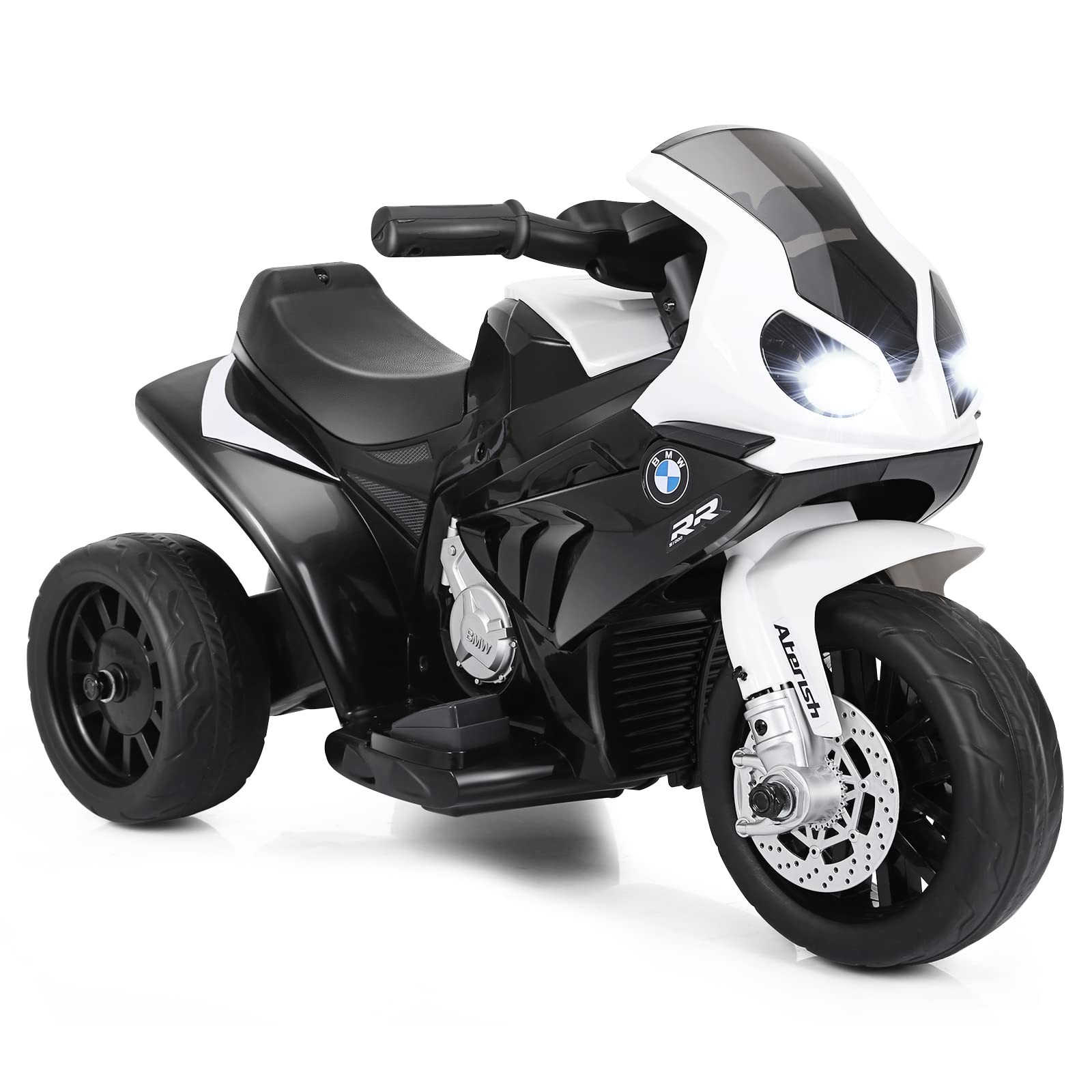 Kids Motorcycle Licensed BMW 6V Battery Ride On LED Lights Music Black