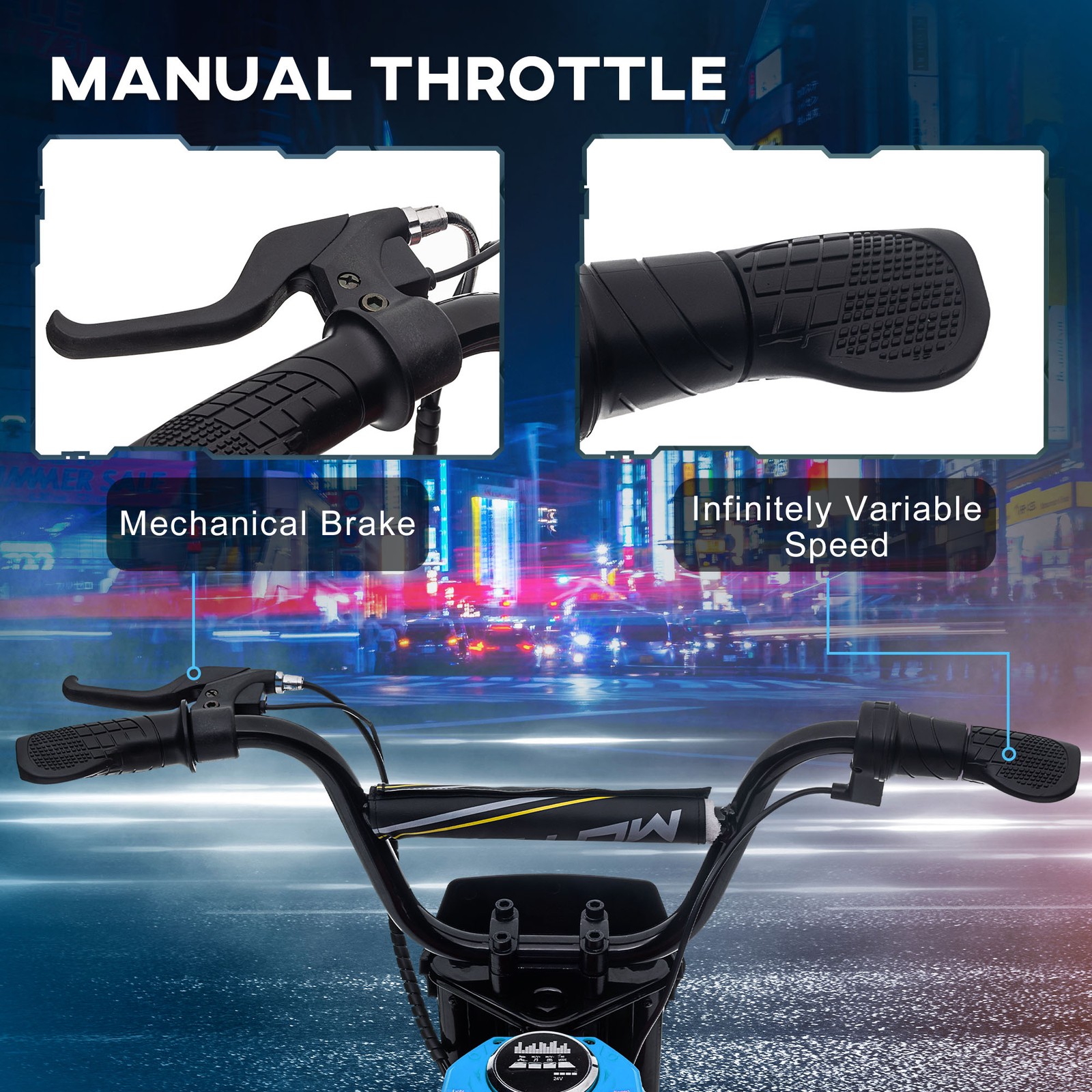 24V 350W 15 MPH Electric Dirt Bike Motorcycle w/ Twist Grip, Blue