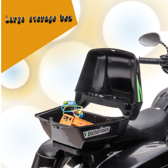 12V Kids Electric Ride On Motorcycle 3-Wheel Two-Seat Bike w/ LED Headlights Key