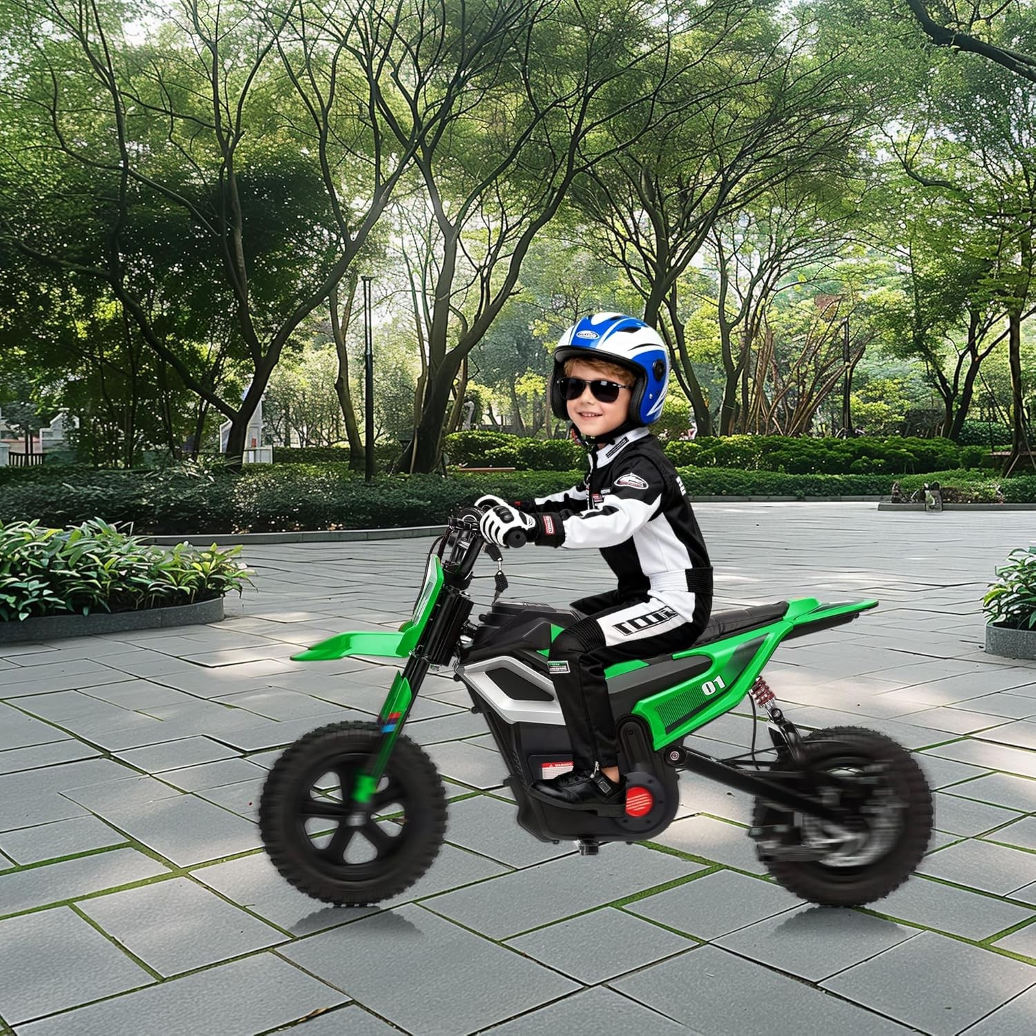 24v Ride on Motorcycle for Kids 350w Mini Dirt Bike 14 MPH Green