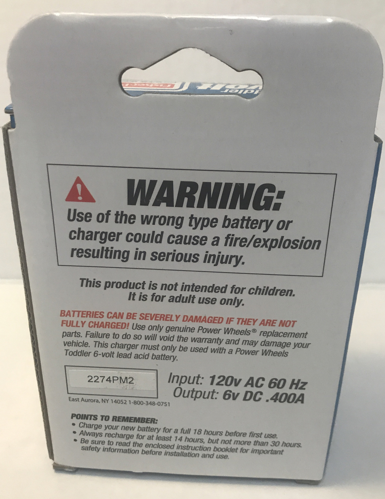 Fisher Price Power Wheels 6-Volt Battery Charger Toddler Blue P6829 6 Volt NEW