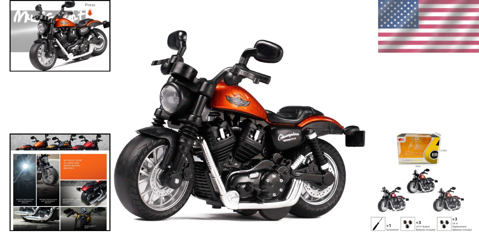Mini Pull Back Motorcycle Toy with Sound & Light – Perfect for Toddlers Age 3-9