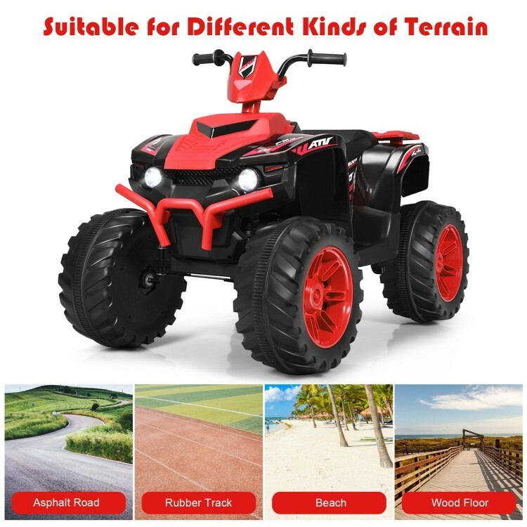 12V Kids Electric 4-Wheeler ATV Quad 2-Speeds Ride On Car Toys W/ LED Lights Red