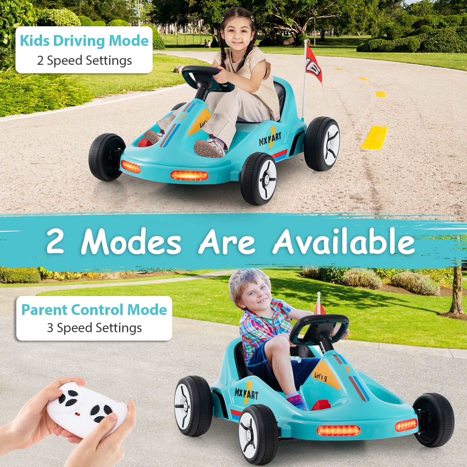12V Kids Electric Go Kart 7AH Battery Powered Ride on Race Toy w/ Remote Control