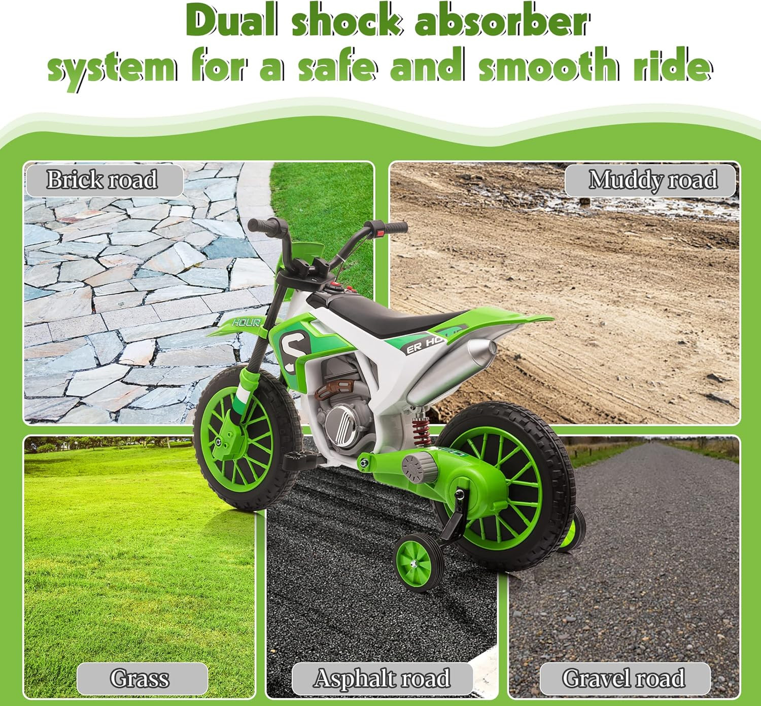 Electric Motorcycle for Kids 12V Dirt Bike Ride on Toy Battery Powered Motorbike