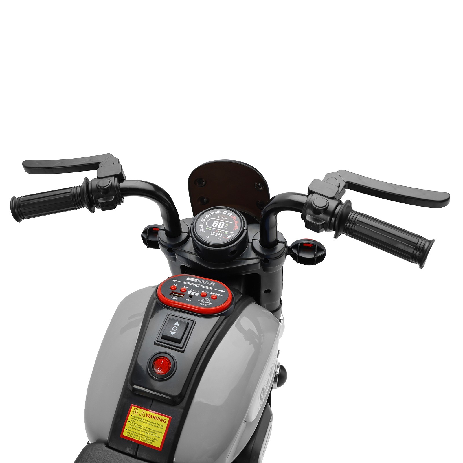 3 Wheel Kids Ride On Motorcycle 6V Powered Electric Dual Drive Toy Car Gray🏍️