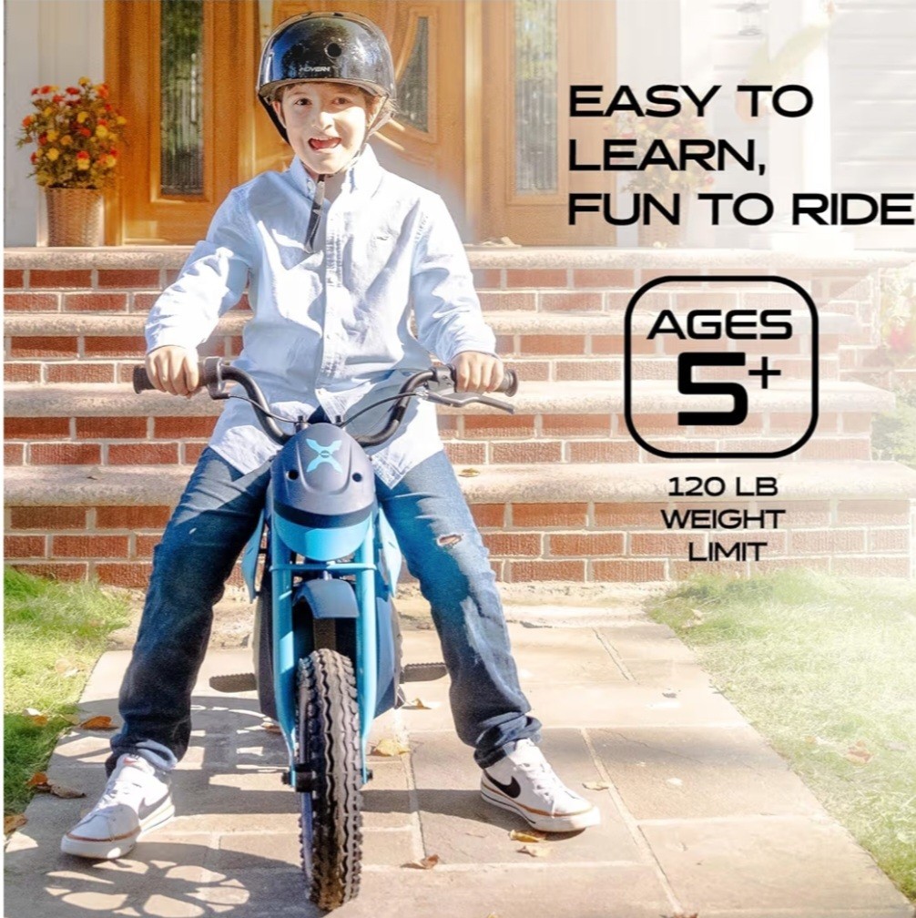 Hover-1 My First Dirt Bike for Kids 300W Motor 9MPH Max Speed, 12″-Blue