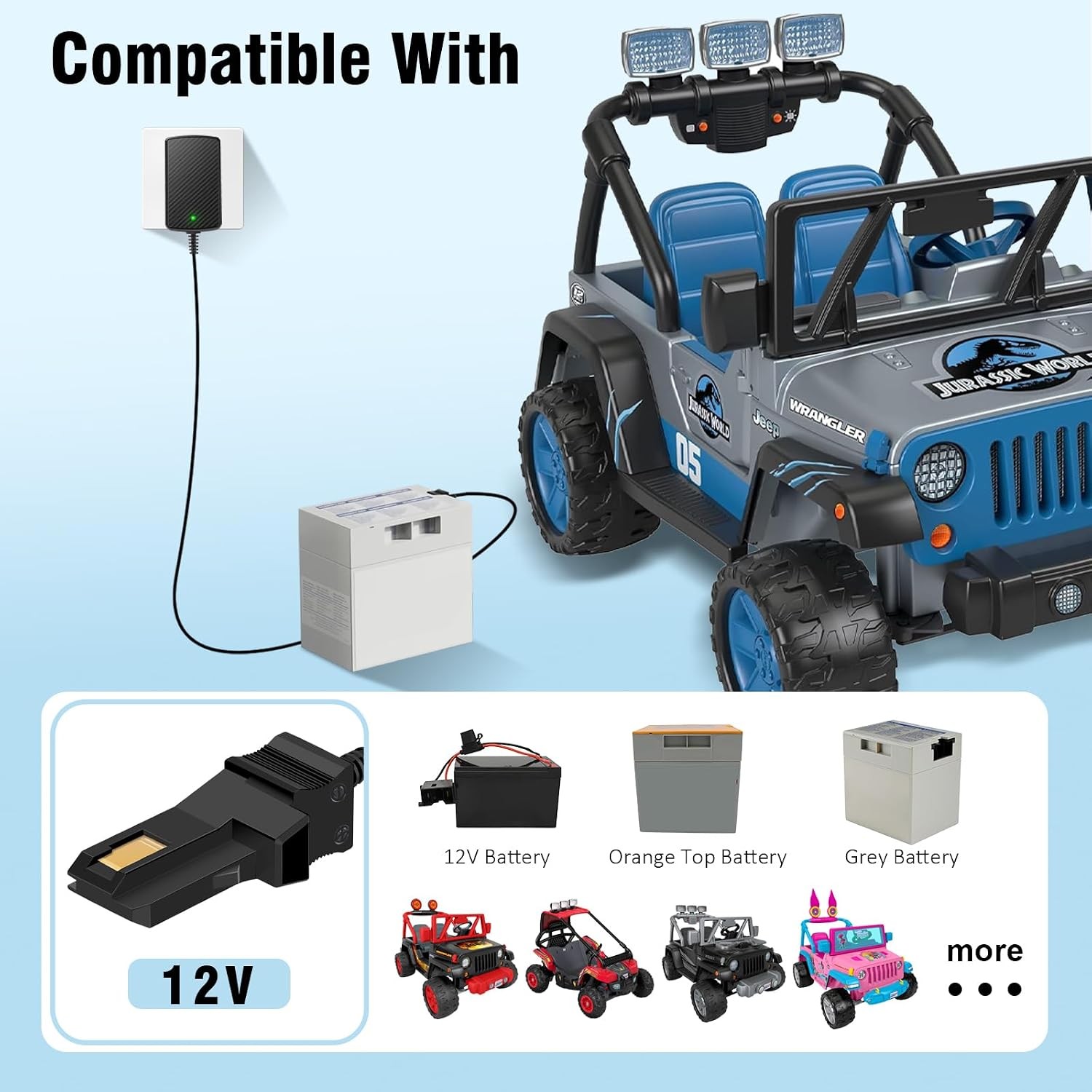 12V Battery Charger For All Power Wheels Gray And Orange Top Battery 12V Charger
