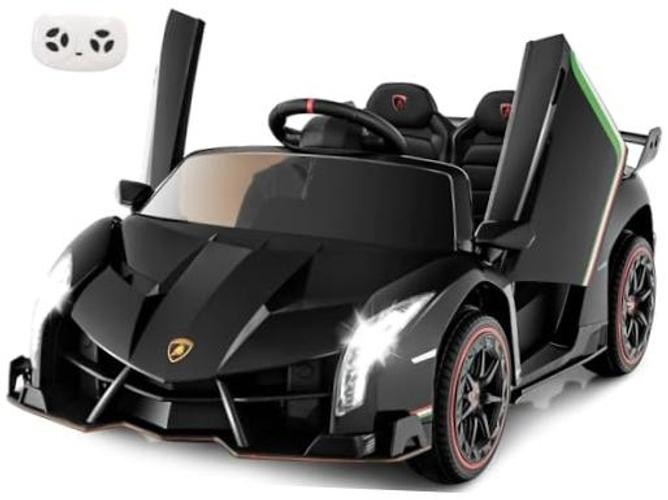 Kids Ride-On Car, 2 Seater, 12V 4WD, Lamborghini Veneno Powered, Black
