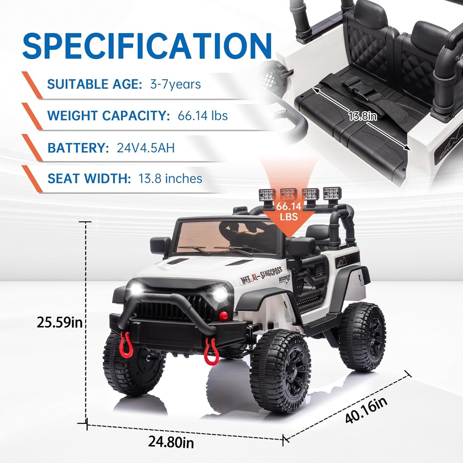 24V Kids Ride on Jeep Car 400W Electric Truck with Remote 4-Wheel Suspension MP3