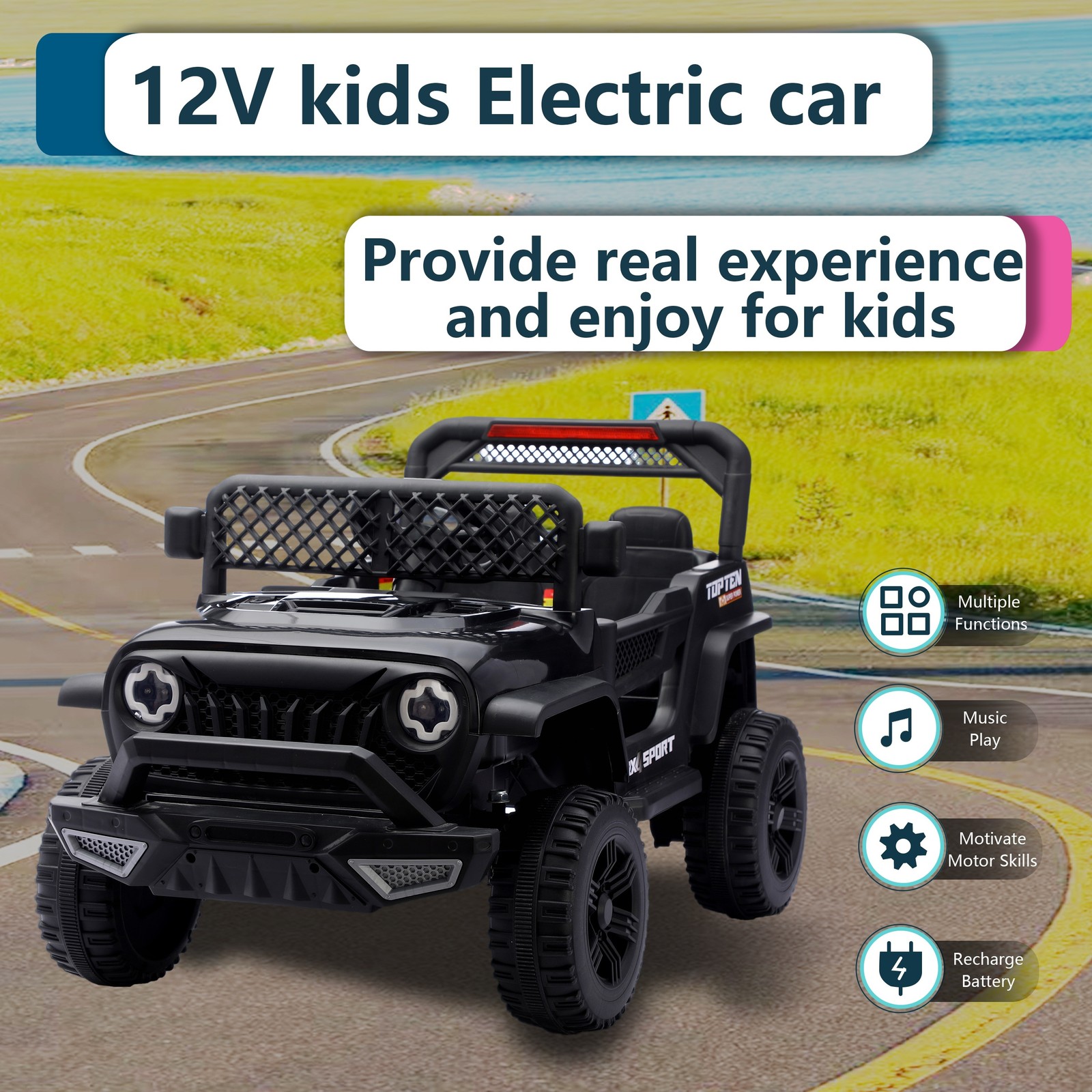 Ride on Car Kids Electric Car with Remote Control Swing for 3~6 Years Gift Black