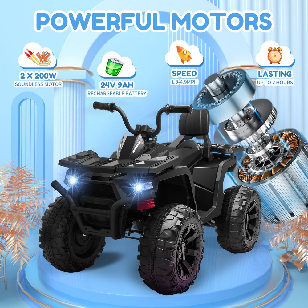 24V Kids Ride on ATV with 2 Seater, 2* 200W Motor 9AH Battery Powered Electric C