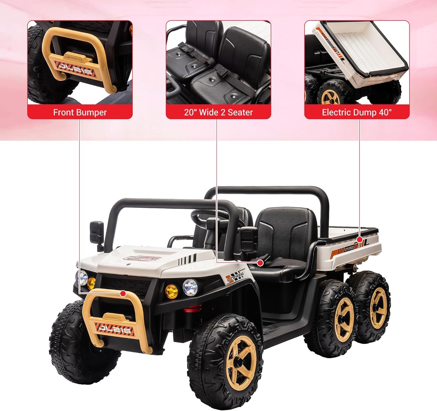 Kids 24V Ride On Dump Truck UTV Electric Ride On Car Toys Vehicles w/ Dump Bed