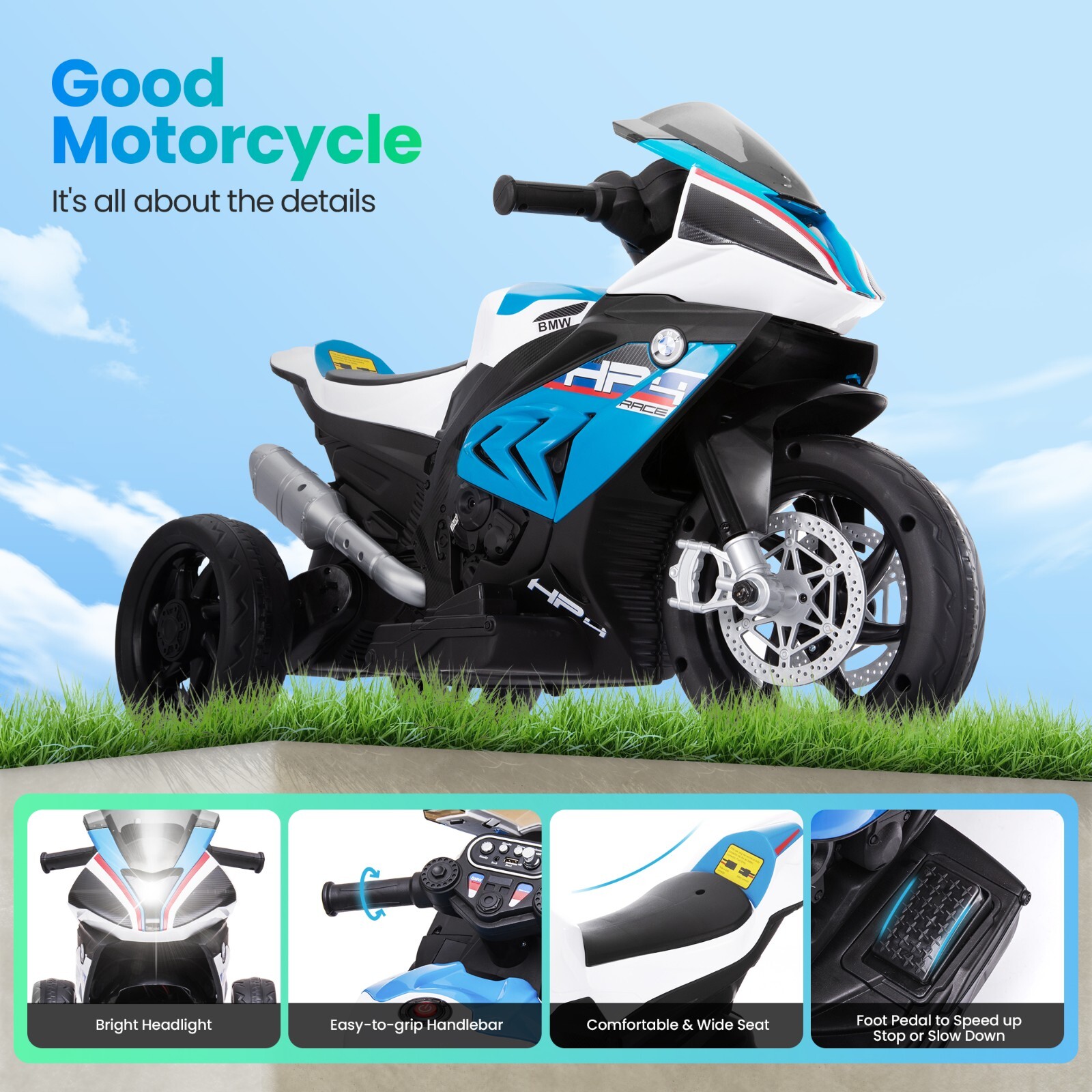 Kids Ride On Motorcycle 12V BMW Licensed Electric Toy Bike with MP3 for Age 3-6