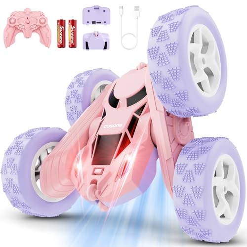 Pink Purple RC Stunt Car for Kids, Remote Control Car with 360° Purple&pink