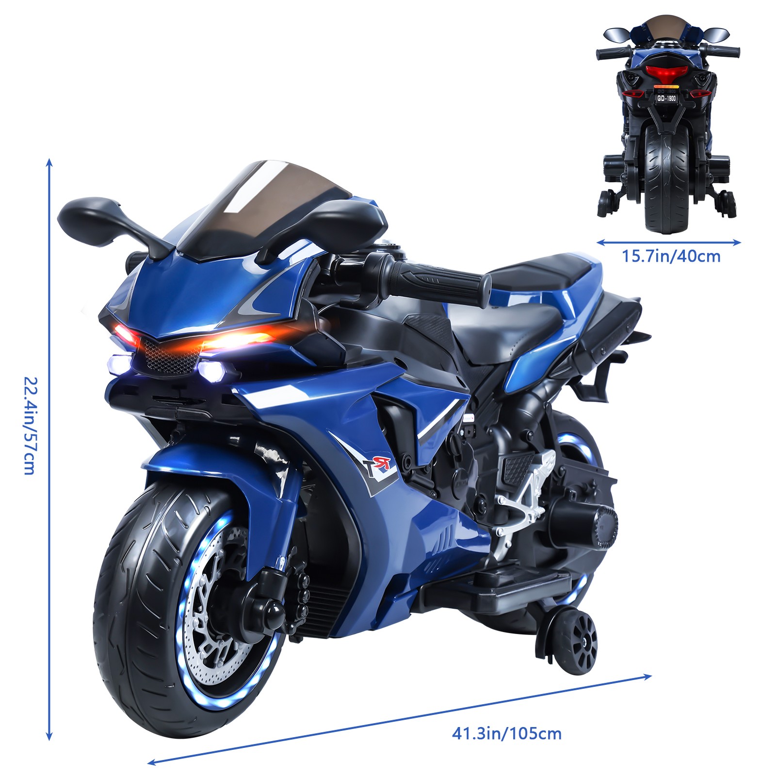 12V Electric Motorcycle, Speed Up to 9mph, Safety Auxiliary Wheels for Ages 2-8