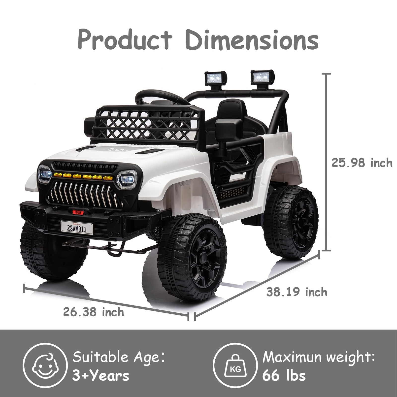 12V Ride On Electric Truck Car Toys for Kids w/ Remote LED Battery Power Wheels