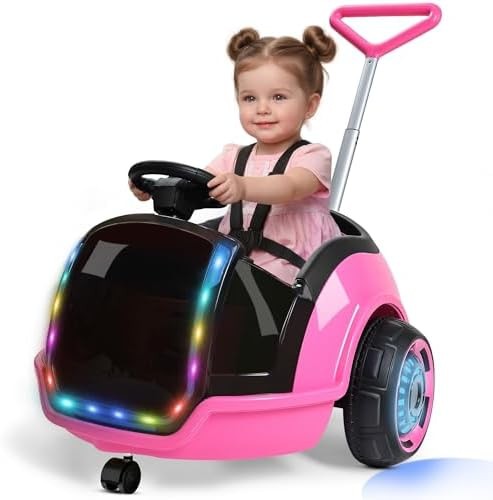 ANPABO 3-in-1 Electric Push Ride On Car, 12V Kids Ride On Toy w/Remote Contro…
