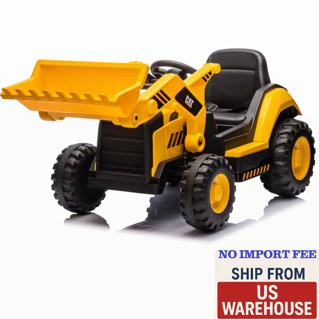 12V CAT Loader Kids Ride On Tractor Construction Car W/ Parental Remote Yellow