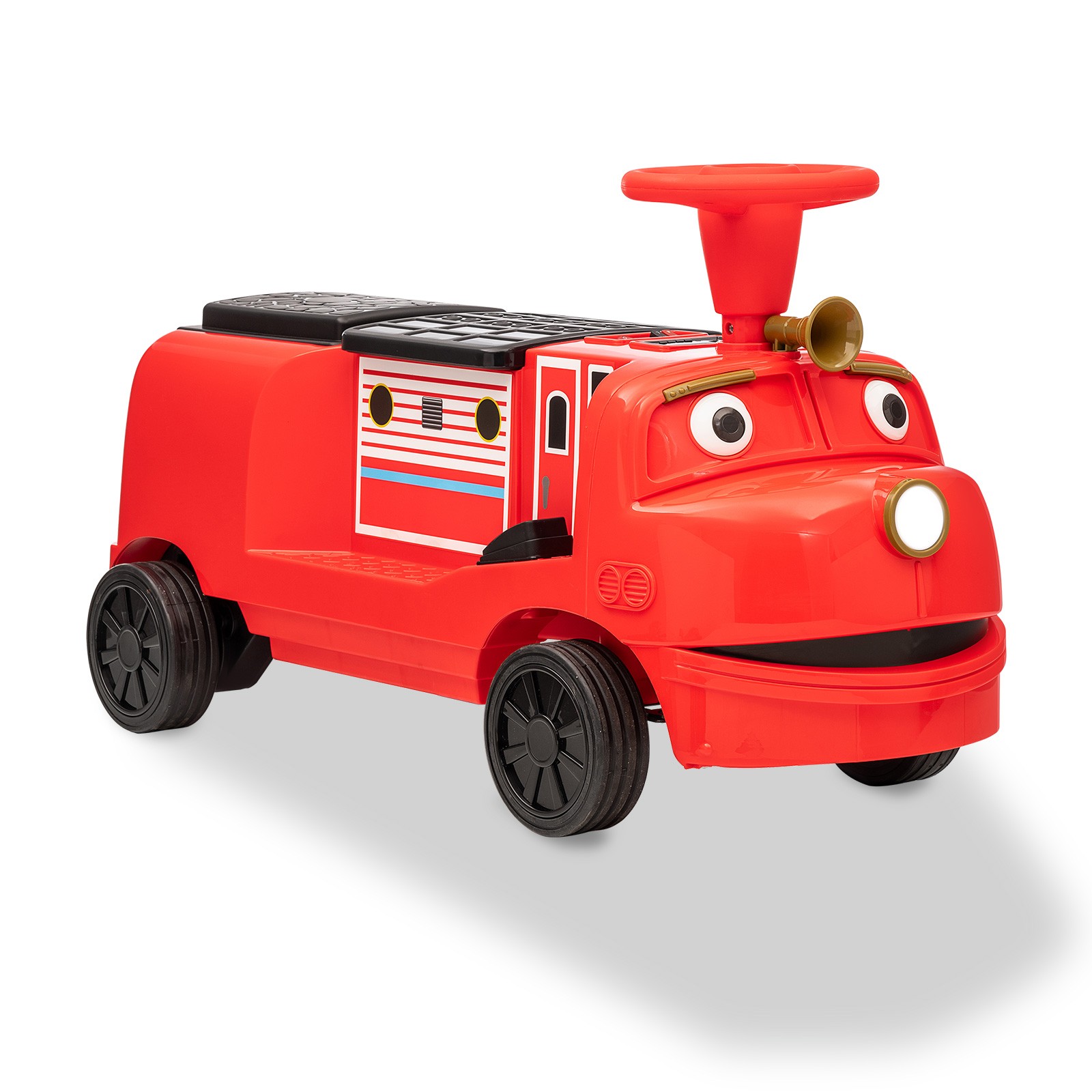 12V 2-Seater Ride On Train Trackless Electric Toy Car for Kids Music LED Lights
