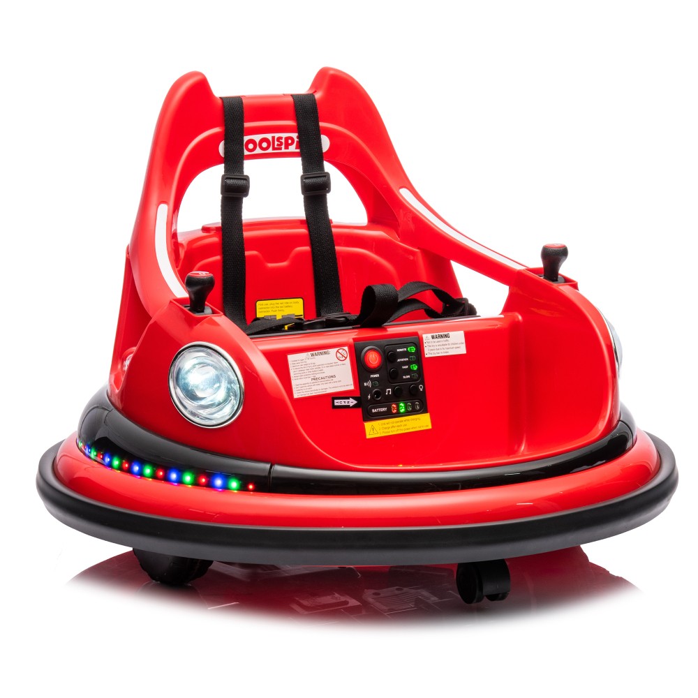12V Ride On Bumper Car Electric Car 2-5 Years LED Bluetooth 360 Degree Spin Belt