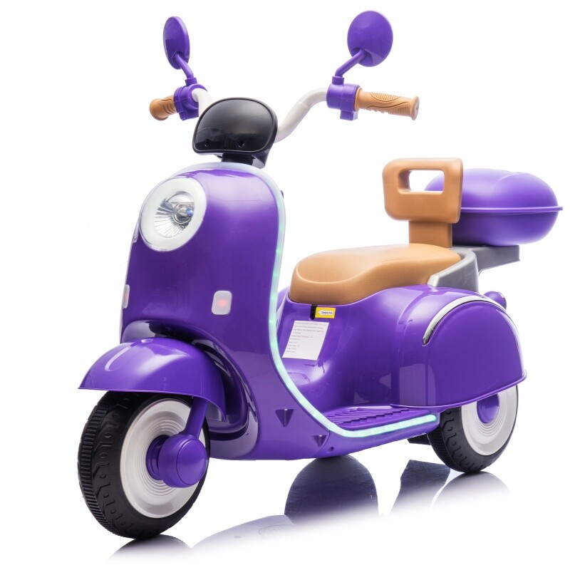 12V Kids Ride On Three-Wheel Electric Motorcycle W/Bluetooth Music For 3-6 Years