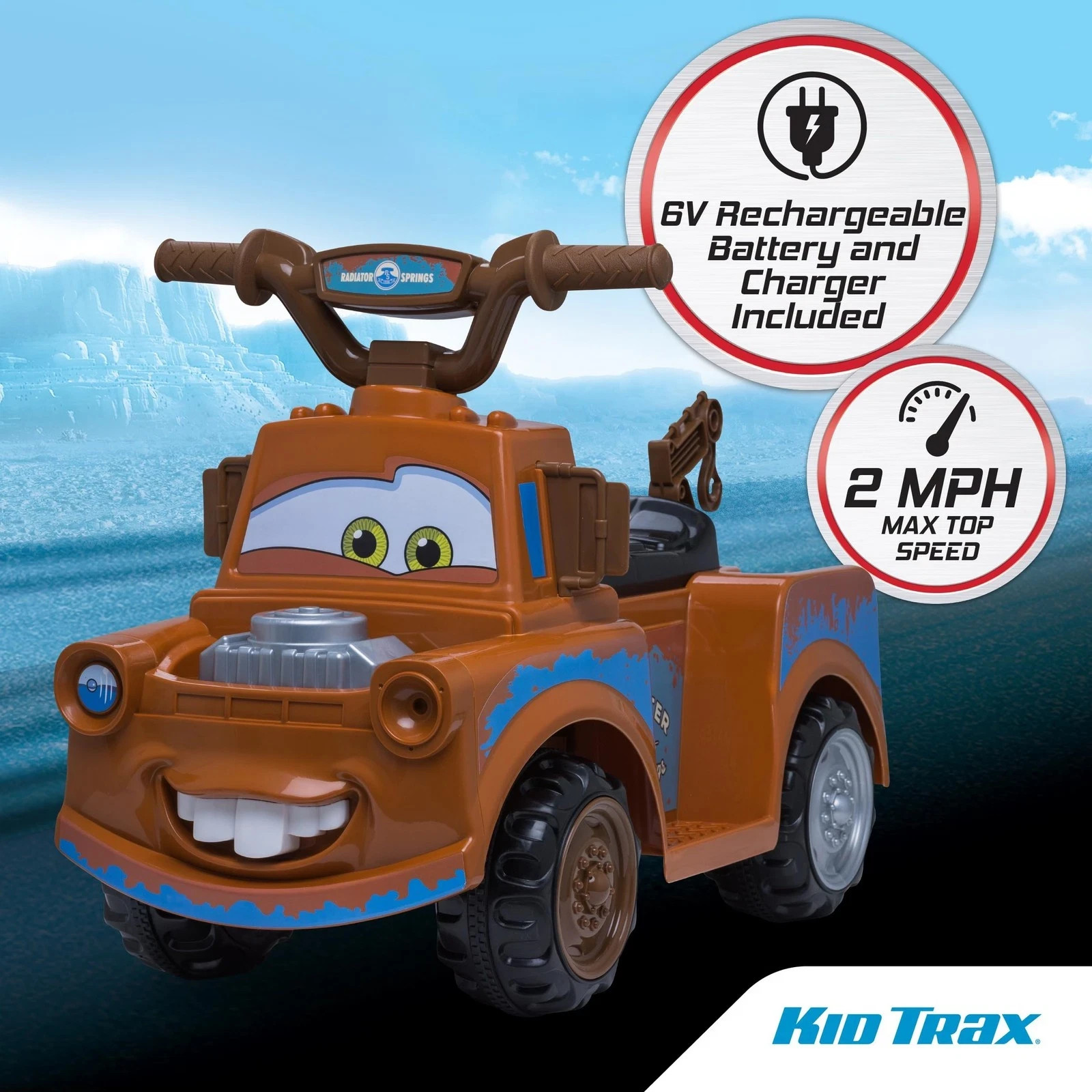 Kid Trax Toddler Disney Cars 3 Tow-Mater Electric Quad Ride-On, Kids 1.5-3 Ye…