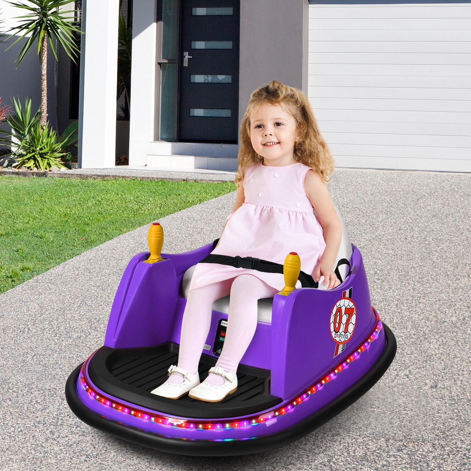 12V Vehicle 360° Spin Race Toy Kids Ride On Bumper Car w/ Remote Control Purple