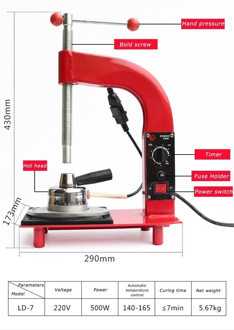 Automatic Temperature Control Car Electric Tire Repair Machine 220V 500W