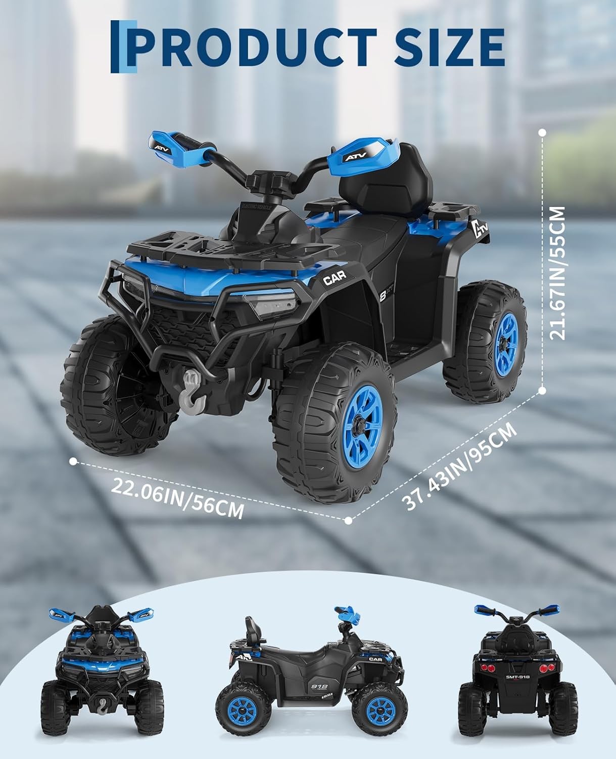 12V Kids Ride-On Electric Car w/ Remote, LED Lights, Built-in Music, Dual Motors