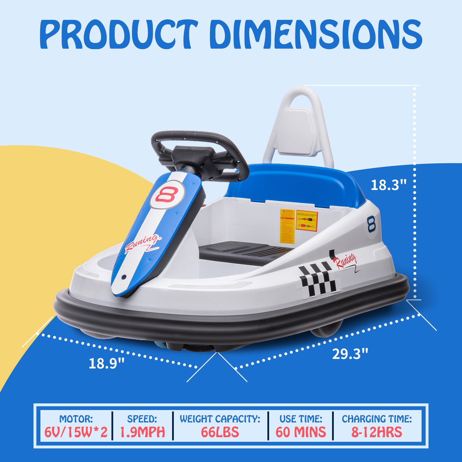 Bumper Car for Kids 360° Rotation 6V Electric Ride On Bumper W/ Music & Horn US