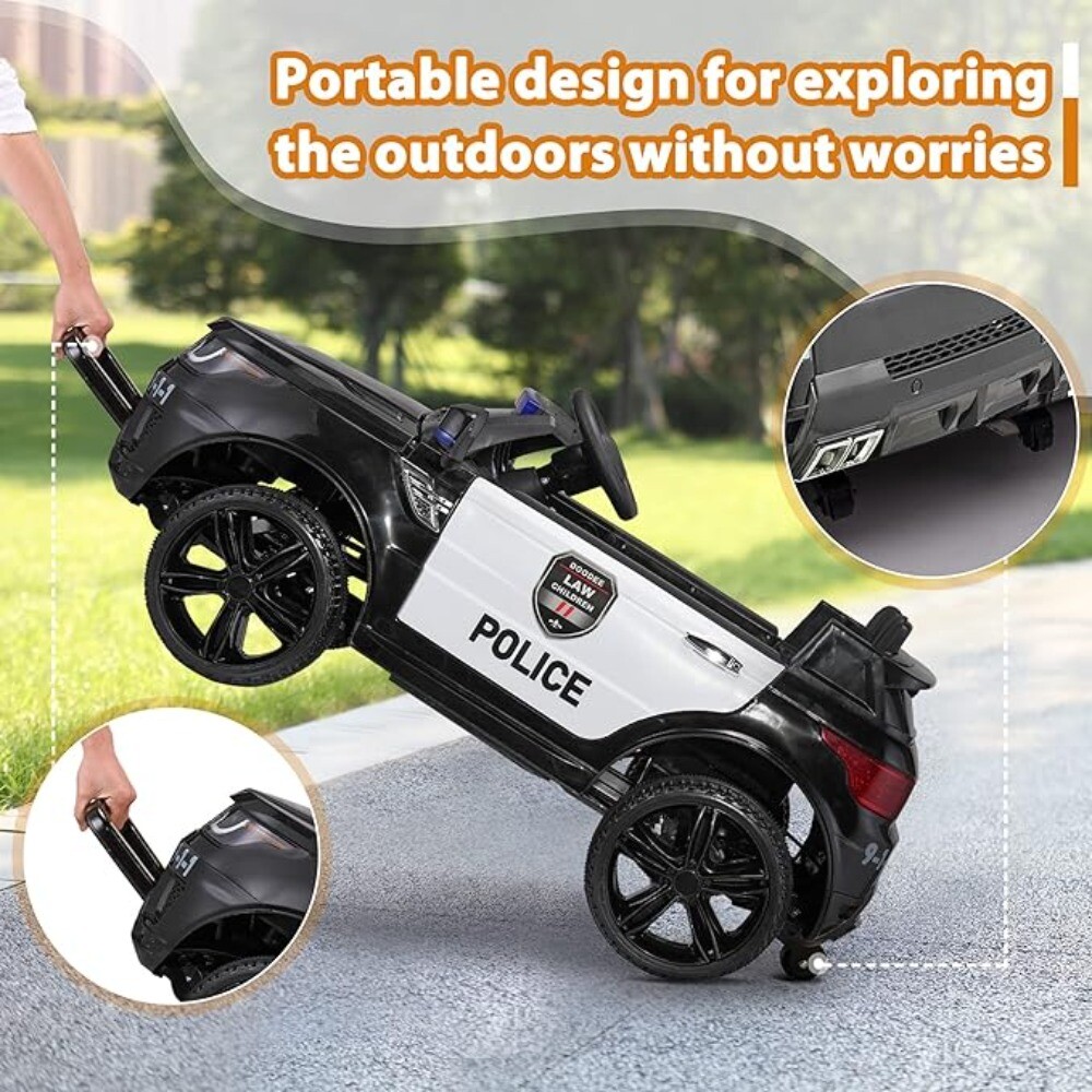 12V Kid Ride on Police Car with Parental Remote Control Battery Powered Electric
