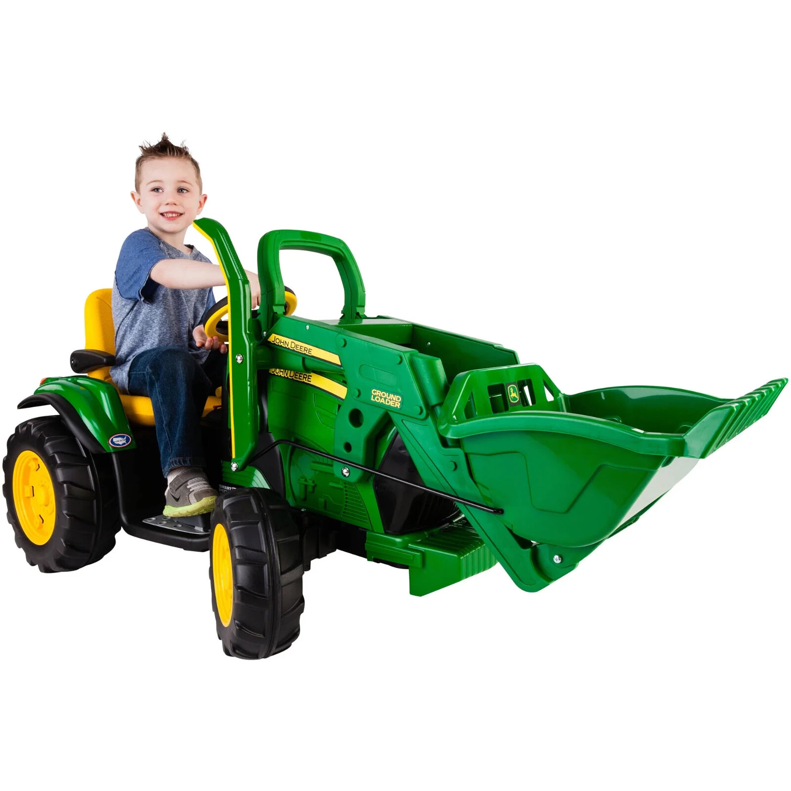 John Deere Ground Tractor 12V Battery-Powered Ride-On w/ Front Loader, Ages 3+
