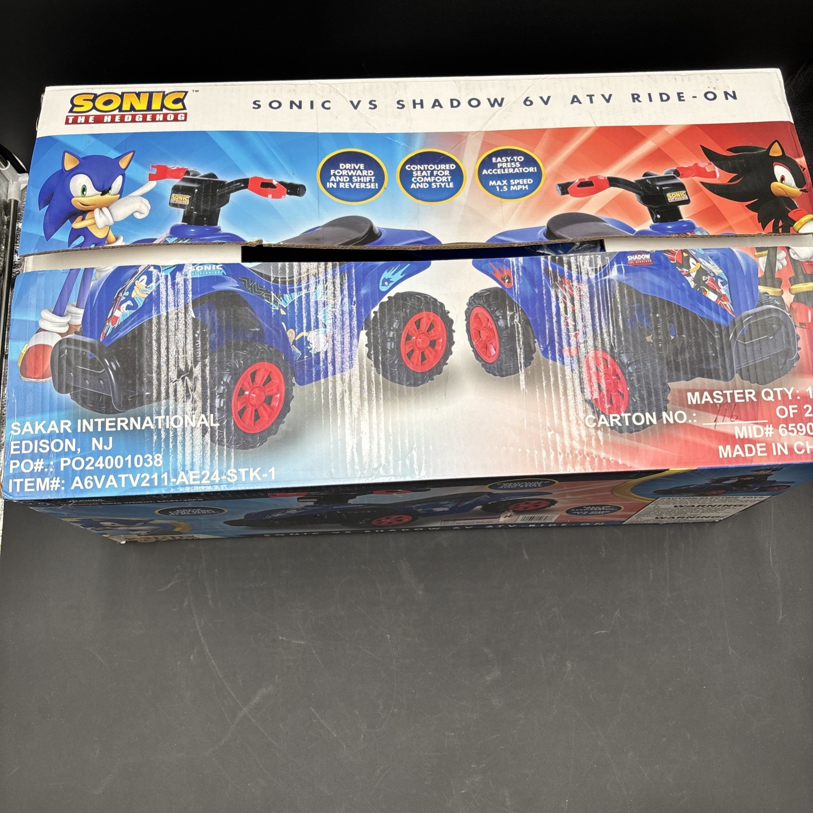 Sonic The Hedgehog Vs Shadow 6V ATV Ride-On Ages 2-6 New