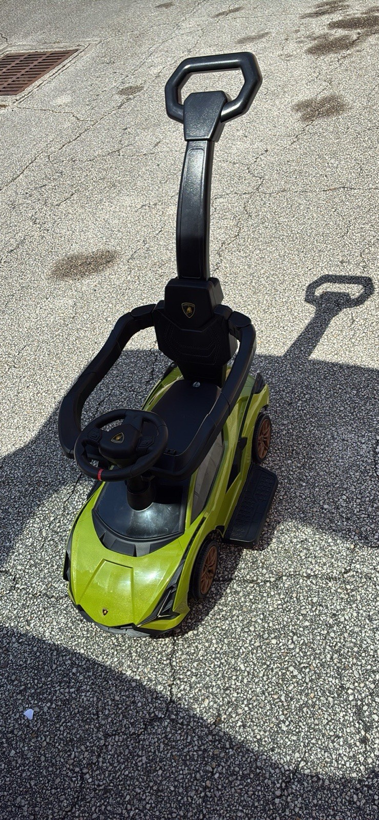 3-in-1 Licensed Lamborghini Ride on Push Car Stroller Sliding Car w/ Sound Green