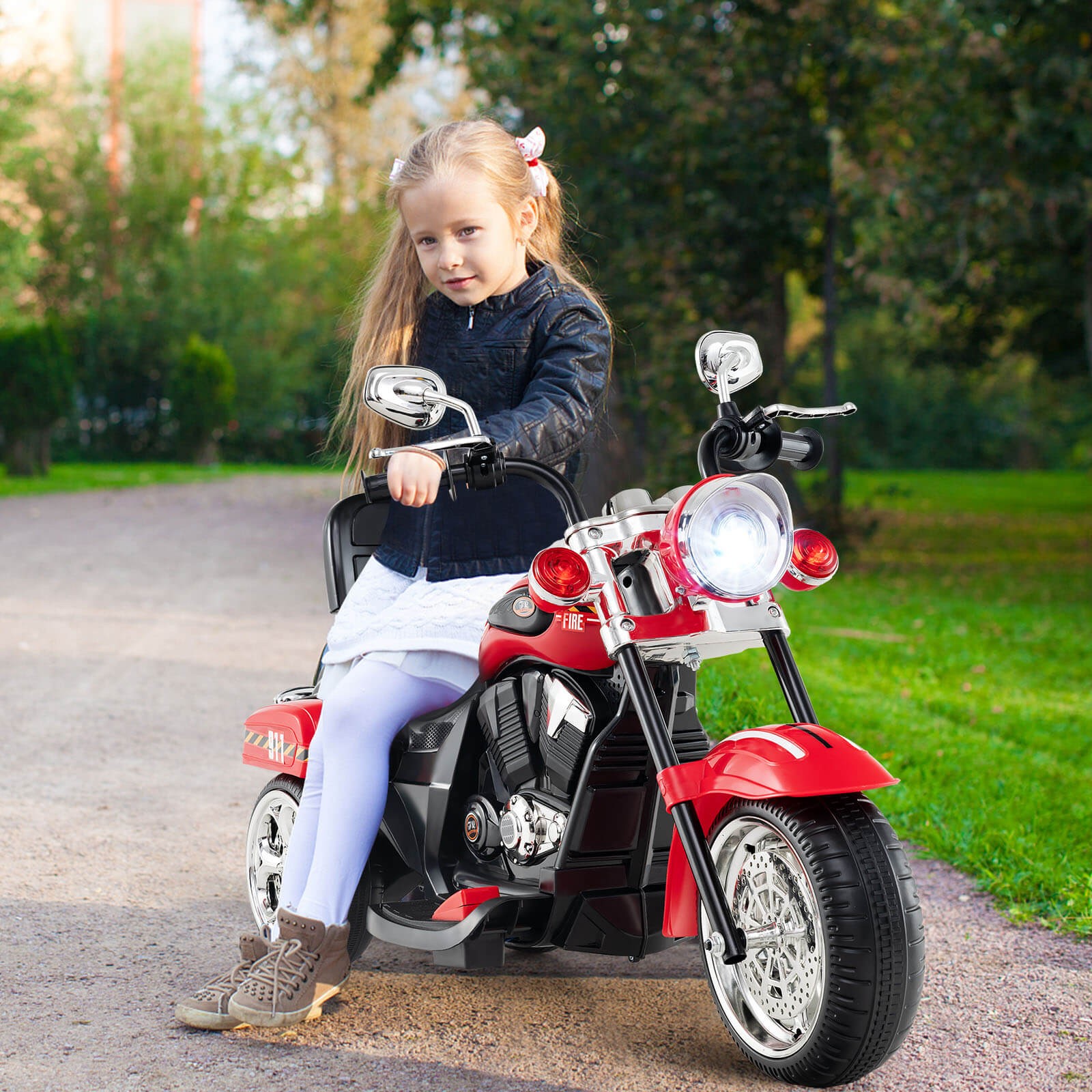 6V Kids Ride On Chopper Motorcycle 3 Wheel Trike w/ Headlight and Horn